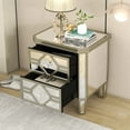 thumbnail image 1 of Elegant Mirrored 2-Drawer Side Table with Golden Lines for Living Room, Hallway, Entryway 16AAN, 1 of 9
