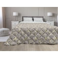 thumbnail image 1 of Boho Down Alternative Comforter, Geometric Pattern, Microfiber Quilt for All Season, 5 Sizes, Warm Taupe Cream Green, by Ambesonne, 1 of 3