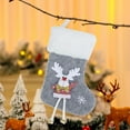 thumbnail image 4 of AuroraX Cute Plush Christmas Stocking with Hanging Legs Knitted Mini Christmas Stockings with Embroidered Santa Reindeer and Snowman 9" Hanging Gift Bag for Girls (Gray), 4 of 6