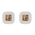 thumbnail image 3 of Clara Pucci 1.73Ct Champagne Princess Cut VVS1 Screw Back Stud 14k Solid hypoallergenic Gold Designer Earrings For April, 3 of 7