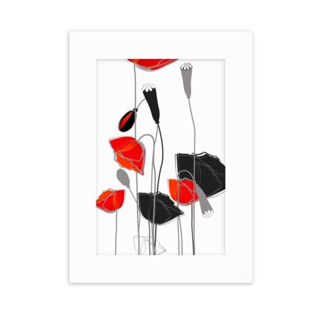 Red Flowers Art Line Painting Corn Desktop Photo Frame Picture Display Decoration Art Painting