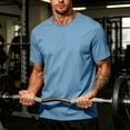 thumbnail image 4 of Men's Solid Crew Neck Short Sleeve T-Shirt, Regular Fit Lightweight Casual Basic Summer Top M, 4 of 5