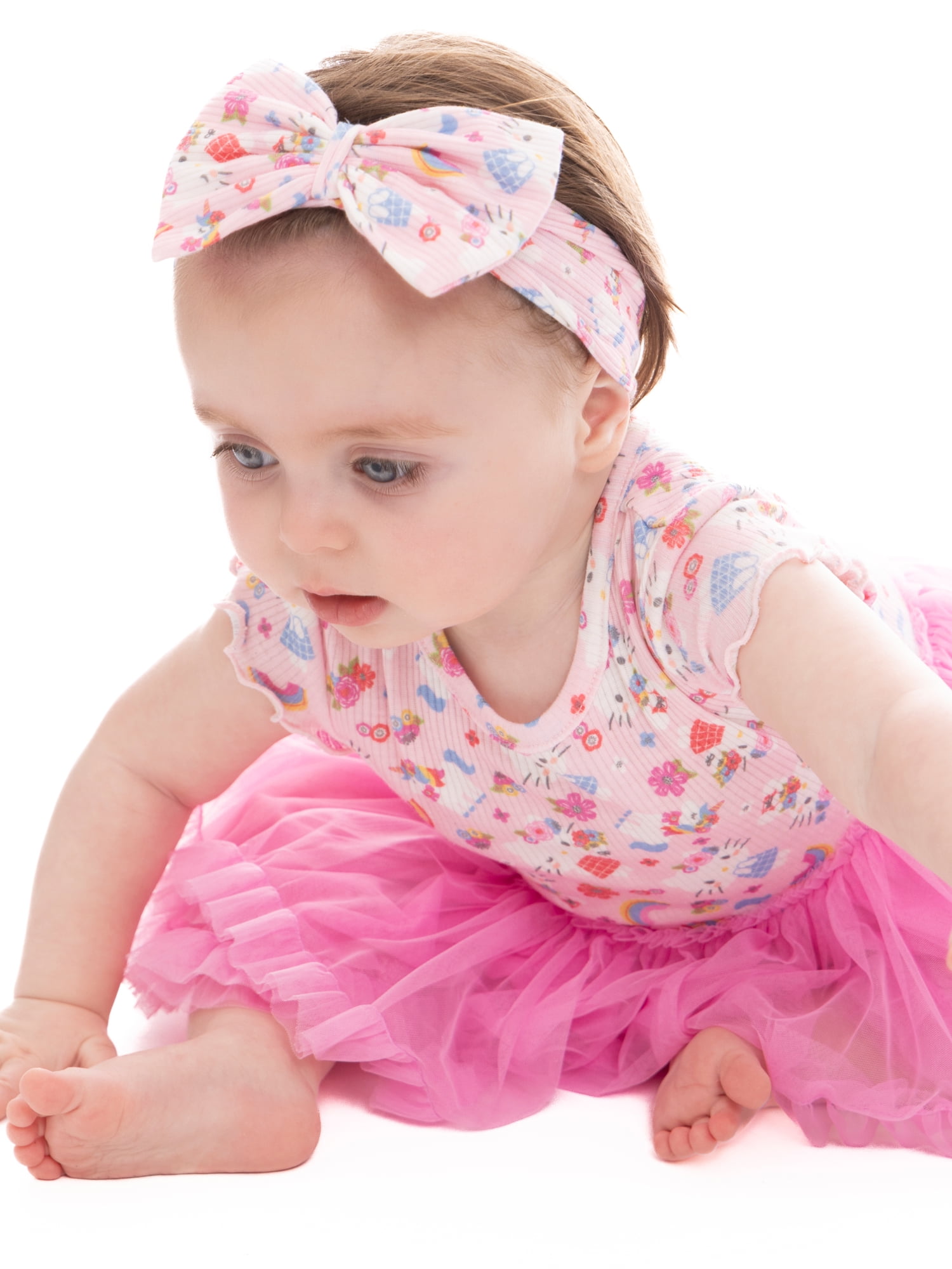 Hello Kitty Baby Girl Allover Print Tutu Dress with Matching Bow Headband, Sizes 0/3M-24M