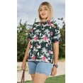 thumbnail image 3 of HAPPY BAY Hawaiian Shirts Womens Relaxed Fit Summer Beach Party Blouses Holidays Short Sleeve Tops Vacation Button up Casual Shirt Dressy Shirts for Women S Denim, Tropical, 3 of 5