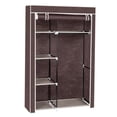 thumbnail image 3 of Tcbosik Portable Wardrobe Closet with Non-Woven Fabric Cover, Clothes Rack with Side Pocket, Hanging Rod and Storage Shelves for Bedroom, Easy Assembly, Dark Brown, 3 of 8