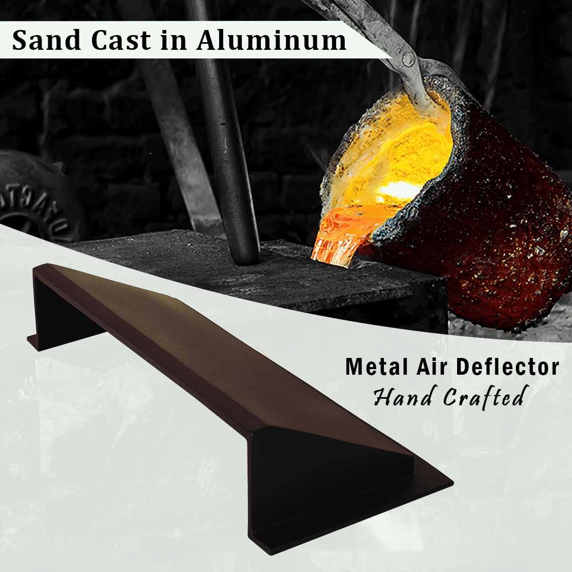 Solid Metal Deflector 2"x14" Unbreakable Cast Aluminum | Air & Heat Diverter