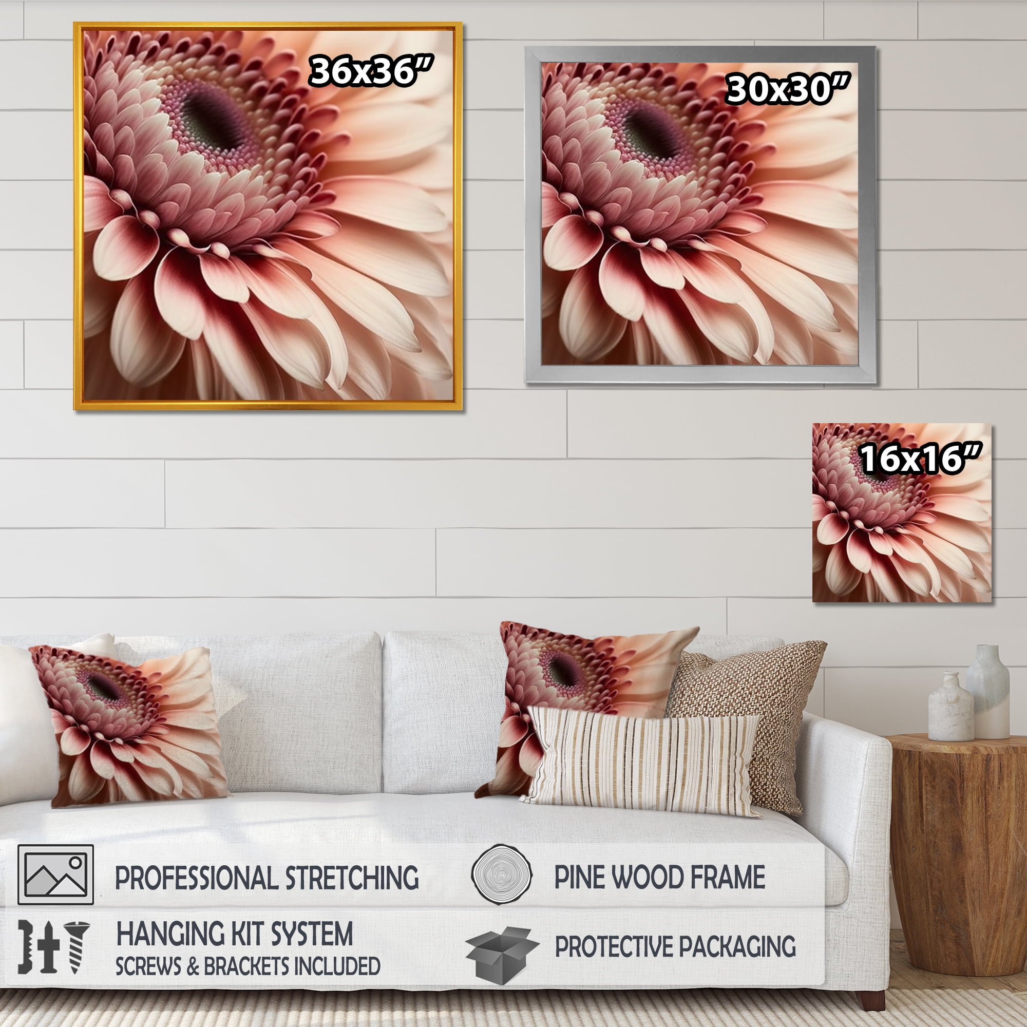 Designart Pink Gerbera Flowers IV Canvas Wall Art