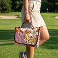 thumbnail image 3 of COEQINE Quilted Golf Cart Seat Cover, Folds Like a Bag with Handle for Easy Carry, Universal Fit 51.2"x30.3" for EZGO Yamaha Club Car 2-Seaters, 4 Pockets, Orange Pink Daisy Hippie Flower, 3 of 8