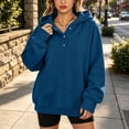 thumbnail image 6 of DISKEBUISS Women's Henley Button Pullover Hoodie Raglan Long Sleeve Fleece Sweatshirt with Pockets Casual Fall Winter Tops, 6 of 6