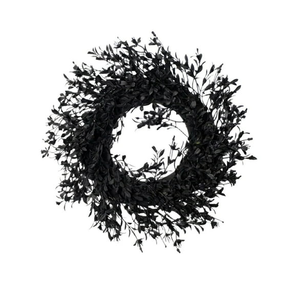 Fall Wreath for Front Door 12 Inch, Autumn Leaf Wreath with Brown Eucalyptus for Porch Window Wall, Thanksgiving Halloween Farmhouse Decor for Home and Entryway Display (Black)