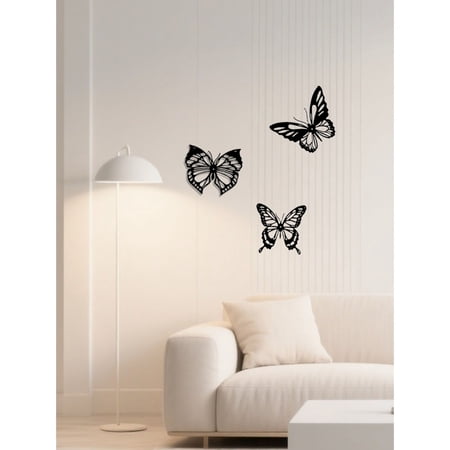 Graceful Insect Metal Wall Accents 3 pcs Featuring Black Dragonfly Hummingbird Butterfly Designs Delicate Hanging Wall Decoration for Gardens