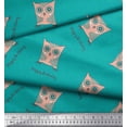thumbnail image 2 of Soimoi Green Cotton Voile Fabric Text & Owl Cartoon Print Fabric by the Yard 42 Inch Wide, 2 of 3