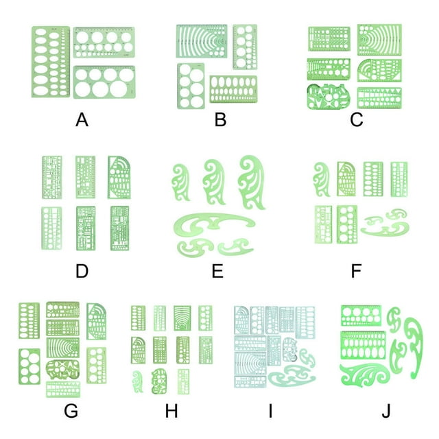 1 Set Circle Stencil Plastic High-quality Convenient Use Eye-catching Templates for Drafting Exquisite Appearance Long Lifespan Type 8