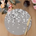thumbnail image 3 of Vintage Floral Round 13 Inch Placemats Set of 2, White Cherry Flowers Blossom Spring Gray HeatResistant Non Slip Place Mats for Dining Table, Wipeable Braided Kitchen Table Mats for Housewarming, 3 of 9