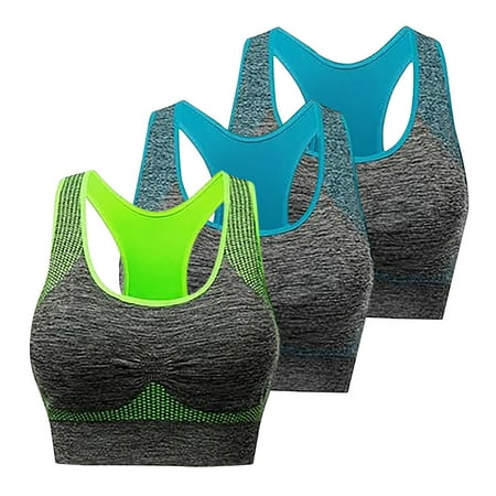 ATOYSOY 3 Pack Sports Bra Everyday Bra Racerback Yoga Activewear Breathable Push Up Bralette Workout Underwear Comfort Bra Teens Clearance Wireless Seamless Tank Tops Yellow M