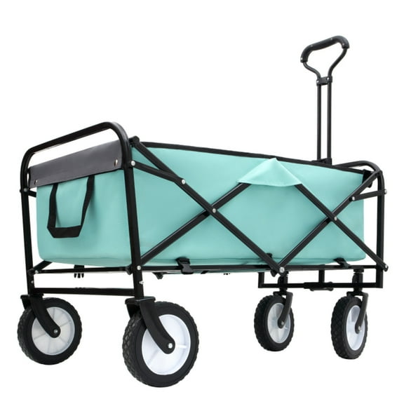 Collapsible Foldable Wagon Cart With Strapping System Beach Wagon Utility Cart Utility Wagon Grocery Cart For For Camping Shopping Sports Gardeing Fishing Supports 360lbs All-terrain Wheels Green