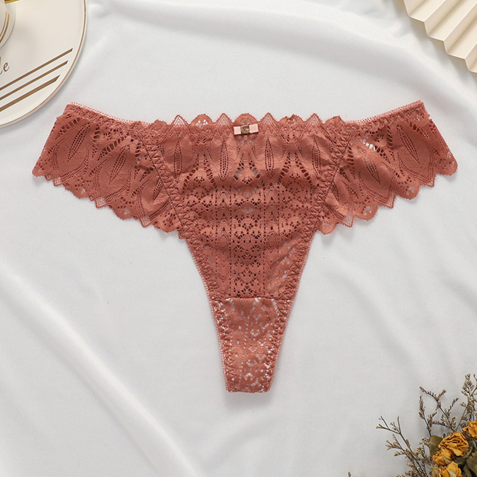 JDEFEG Women Panties Lace Panties for Women New Women Lace Embroidered  Butterfly Fashionable Underpants G String Wedgie Leggings Women Underwear  Polyester Bronze L 