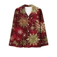 thumbnail image 3 of Enjoytime Fall Winter Outfits for Women 2025 Christmas Printed Long Sleeve Button Down Shirts Long Pants Sleepwear Cute Casual Lounge 2 Piece Pajama Set, 3 of 4
