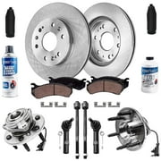 Detroit Axle - Front Brake Kit for Cadillac Escalade Chevy GMC Suburban Sierra Silverado 1500 Tahoe Yukon Brake Rotors Ceramic Brakes Pads Replacement Wheel Bearing Hubs Tie Rods