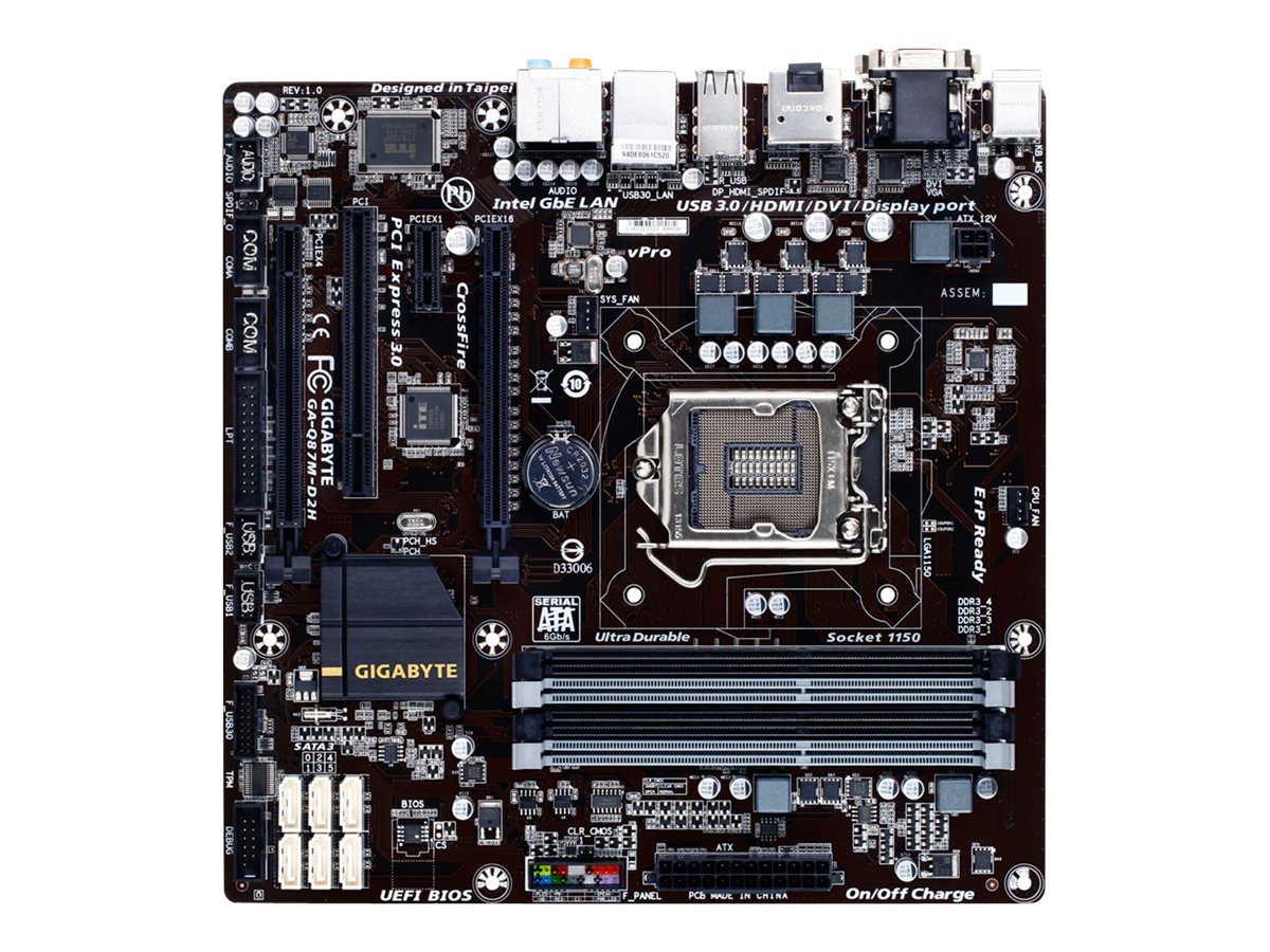 Gigabyte GAQ87MD2H 1.0 motherboard micro ATX LGA1150 Socket Q87 Chipset USB 3.0