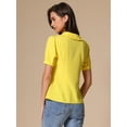 thumbnail image 4 of DARING DIVA Women's Peter Pan Collar Puff Short Sleeve Retro Blouse S Yellow, 4 of 6