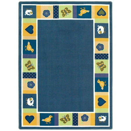 Joy Carpets Kid Essentials Baby Blues 5'4" x 7'8" Area Rug in Color Bold