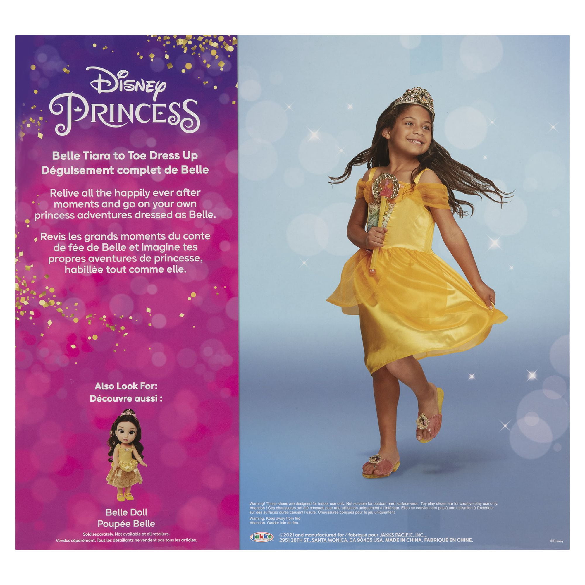 Disney Princess Belle Tiara to Toe Dress Up Set, Includes 5 Pieces, Girls (4-6X)