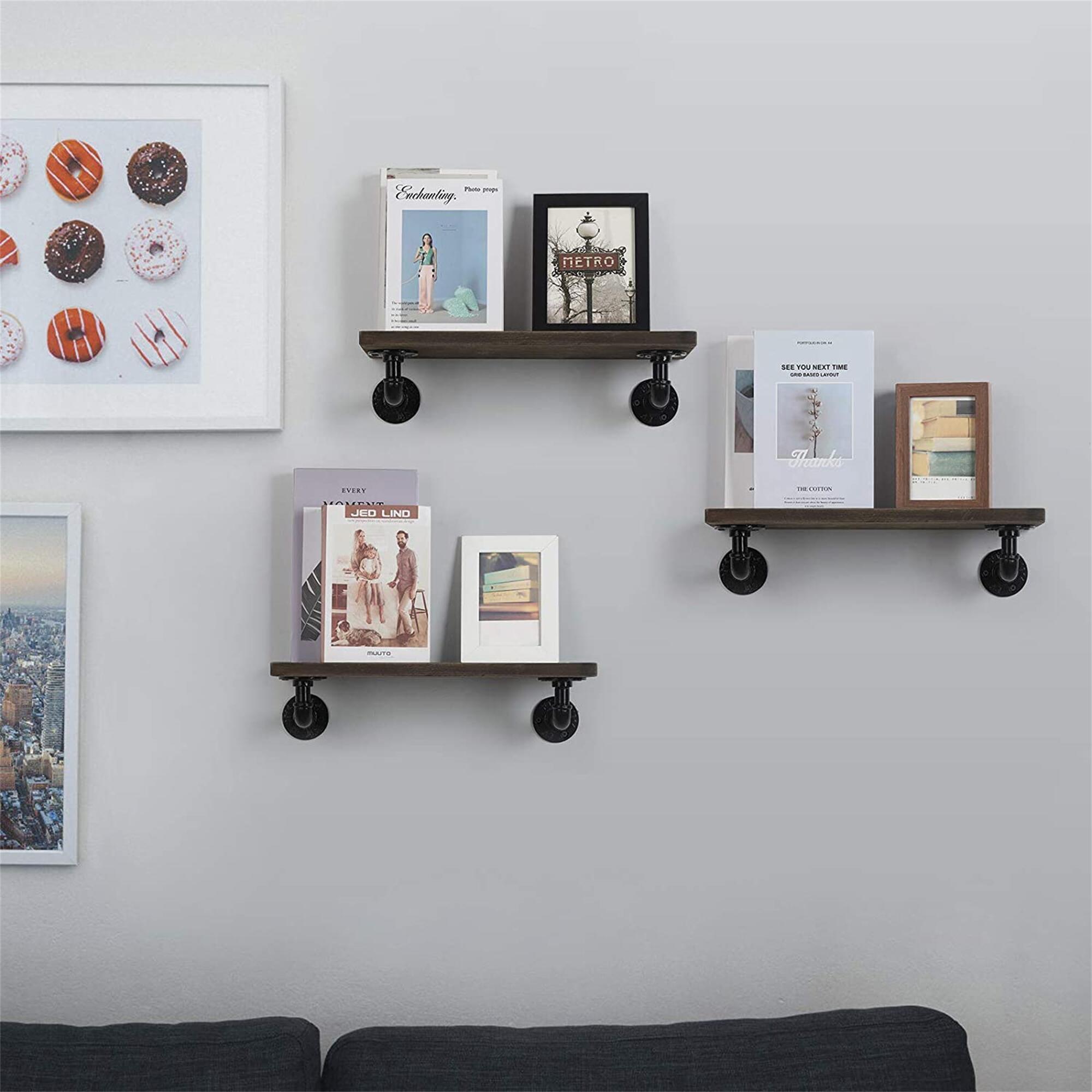 NEX Set of 4 Industrial Rustic DIY Wall Shelves Brackets Pipe Shelf Brackets, Black