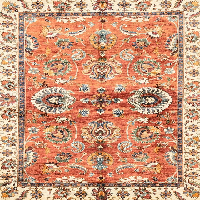 Ahgly Company Tapis d'Intérieur Carrés Abstraits Rouges Orientaux, 4 Pieds Carré