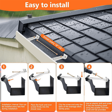 28-Pack Concealed Gutter Brackets, Sturdy Rain Gutter Brackets with Screws and Clamps for K-Type Vinyl Gutters