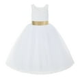 thumbnail image 2 of Ekidsbridal Girl Bridal Flower Girl Dress - V-Back White Lace Tutu with Tiebow 212noFT-A (Size: 2-10), 2 of 3