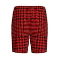 thumbnail image 5 of Naloa Red Black Houndstooth Men's Short Pajama Pants, Lounge Comfort Shorts with Elasticized Waistband and Side Pockets - 4X-Large, 5 of 9