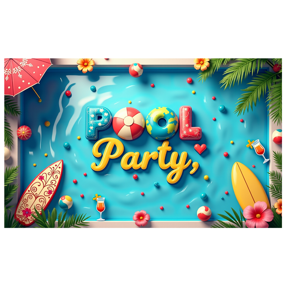 LUUFILx Pool Party Backdrop Banner Tropical Decorations Summer Event Outdoor Celebration Photo Booth Props Fun Background Party Supplies Vibrant Decor