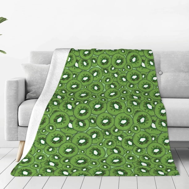 Fotbe Kiwi Fruit Manta de Franela Acolchonada con Estampado, Súper Suave y Esponjosa, Extra Grande para Sofá, Cama, Uso Todo el Año-50"x40"