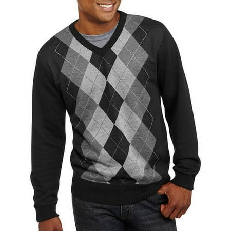 ^^big Men's Jacquard V-neck Sweater