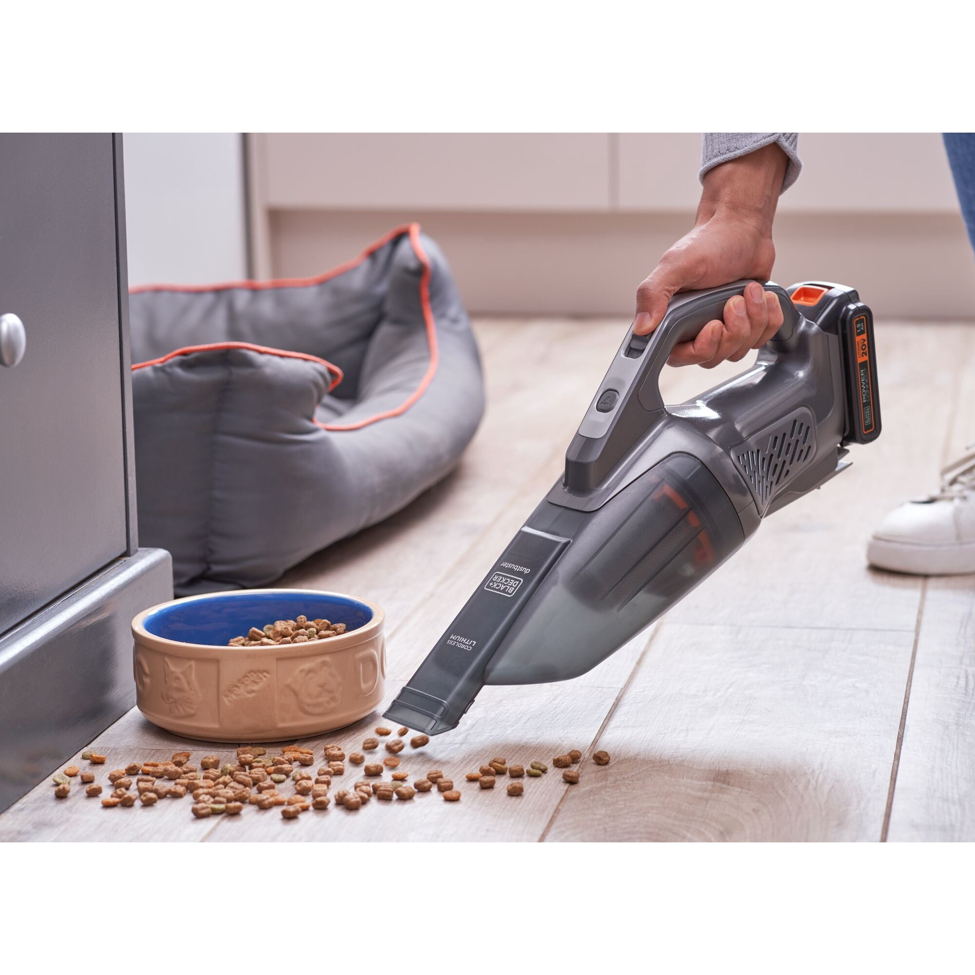BLACK+DECKER Dustbuster POWERCONNECT Cordless Handheld Vacuum, for Home and Car, with Removable Battery and 2-Stage Filtration, BCHV001C1, Grey