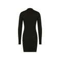 thumbnail image 3 of Gureui Womens Long Sleeve Pencil Mini Dress Sexy Deep V-neck Knitted Half Zip Bodycon Party Club A-Line Short Dress Clubwear, 3 of 7