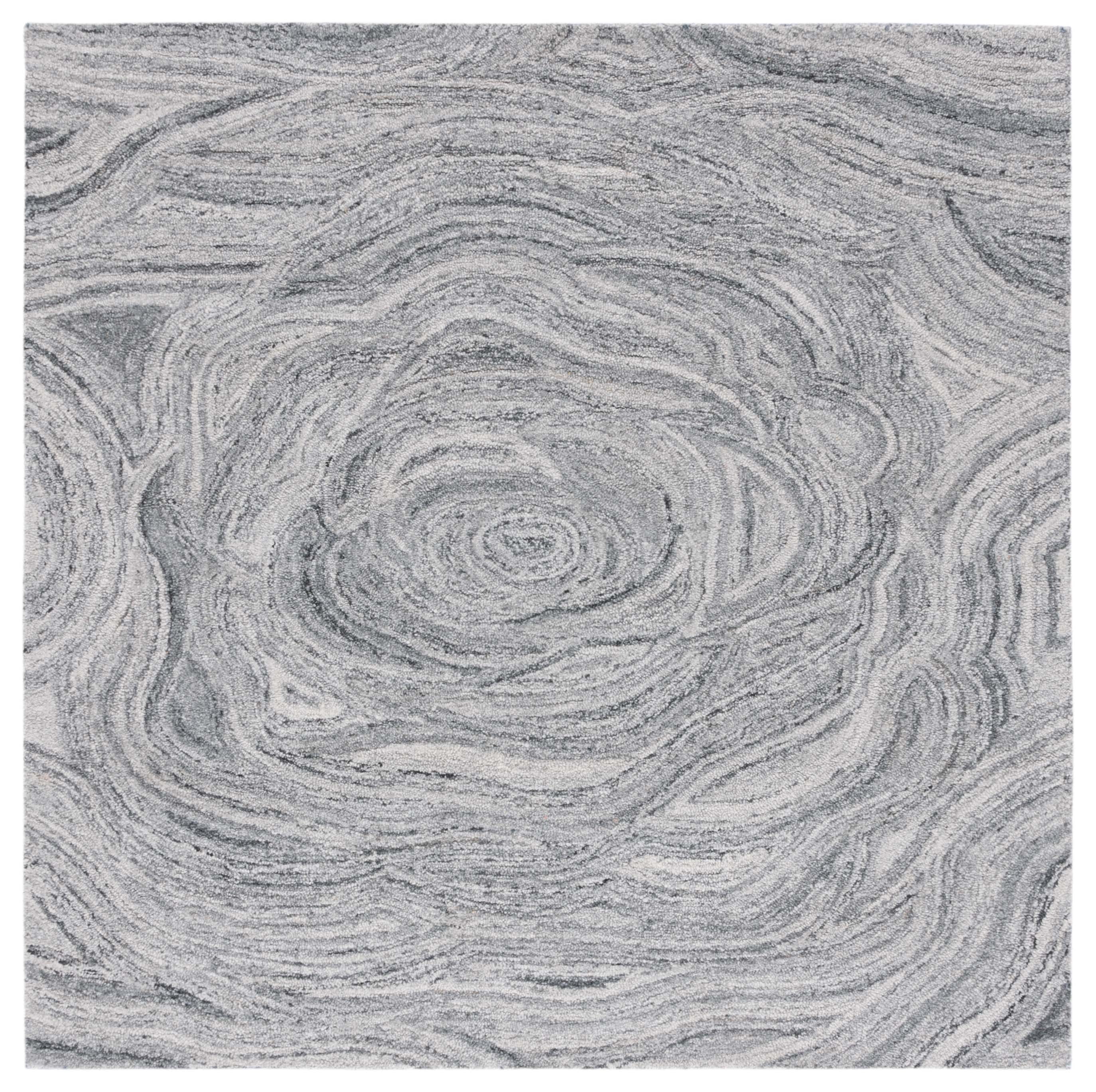 SAFAVIEH Abstract Kebo Distrssed Area Rug, Dark Grey/Black, 6' x 6' Square