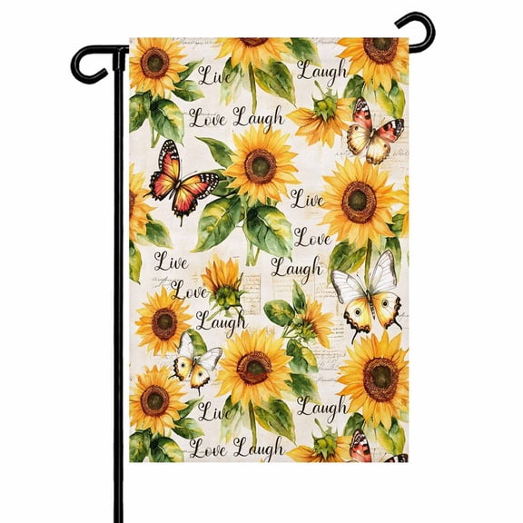 Vintage Sunflower Garden Flags for Outside Inspirational Quotes Live Love Laugh Double Sided Yard Flags Outdoor House Decoration, Small 12X18 Inch,