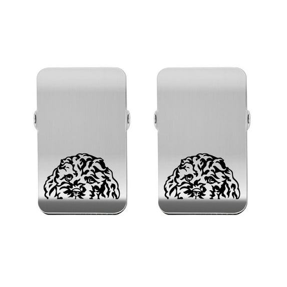 WIRESTER Set of 2pcs Heavy Duty Stainless Steel Chip Bag Clips, All-Purpose Air Tight Grip Clips for Kitchen Office to Seal Coffee & Food Bags, Paper Sheets - Animal Black Toy Poodle Puppy Dog