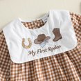 thumbnail image 6 of Cjfdfy Newborn Baby Girl Girl Western Fall Outfit My First Rodeo Romper Gingham Bubble Collar Long Sleeve Cowgirl Hat Embroidery Bodysuit Infant Cute Country Fall Winter Outfit, 6 of 9