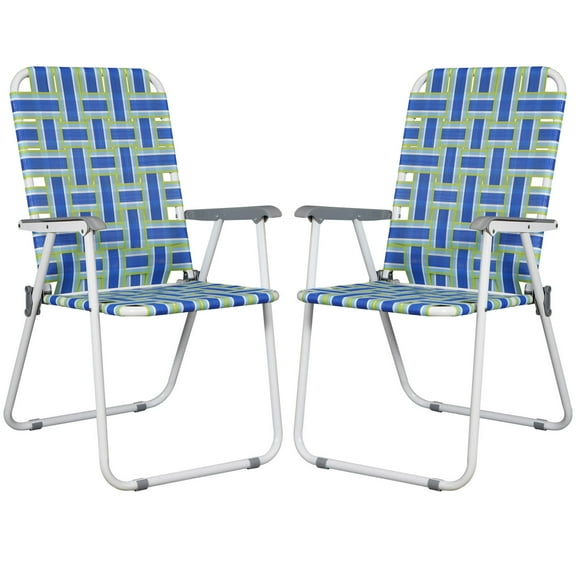 Patio Lawn Chairs Folding Set Of 2 Portable Webbed Straps Chairs For Beach Relax