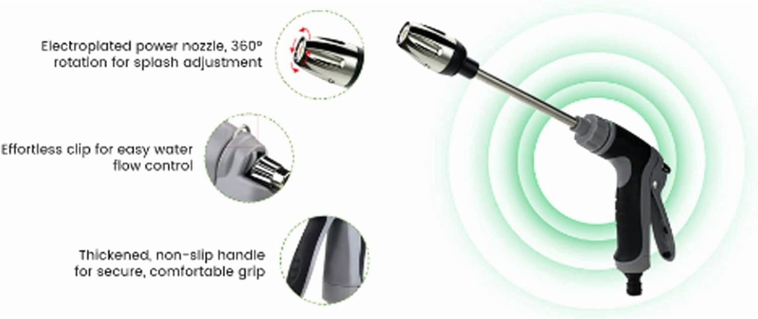 Aquoxis Pressure Washer, Cordless Pressure Washer, with Spray Nozzle, Turn Any Hose Into A High-Pressure Water Jet, with 360° Rotating for Three Spray Modes with Foam Pot (No Water Pipe)