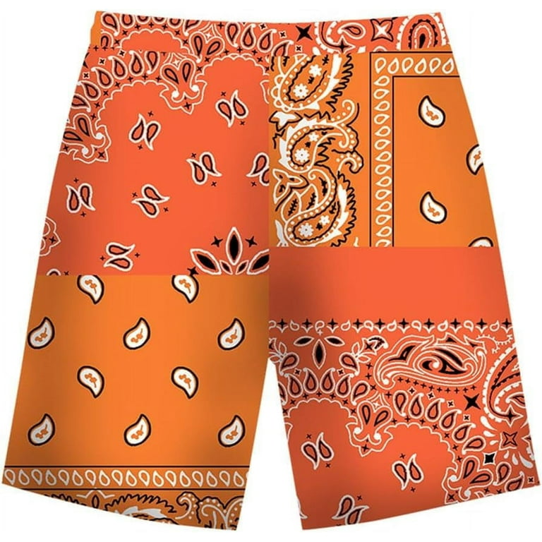 Blue Bandana Shorts for Men Women Paisley Bandanas Print Clothing