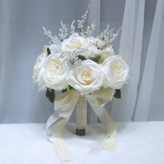 Royal Bridal Wedding Bouquet Round Holding Bouquet Throw Toss Artificial Rose Flower Bunch for Bride Bridesmaid Wedding Quinceanera