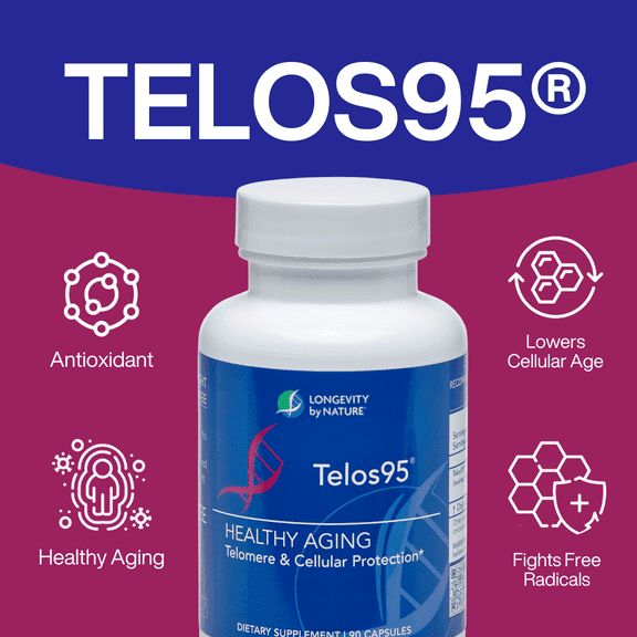 Longevity by Nature Telos95 Telomere Supplements, Telomere Health Support, 30 Capsules