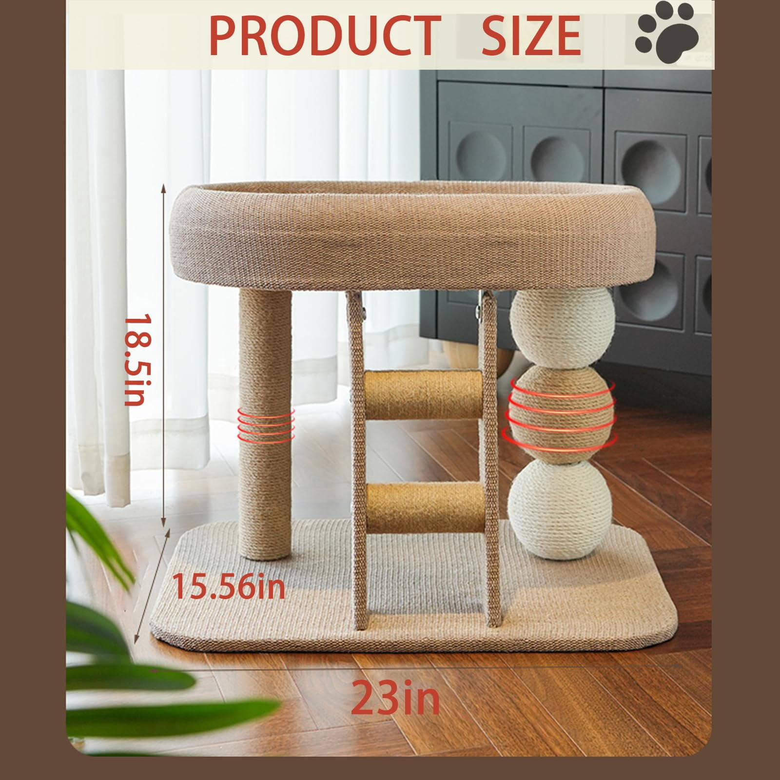 "Runway Circle" Cat Tree — Integrated Sisal Scratching Post, Ladder, and Cat Condo — Durable, Scratch-Resistant Cat Toy