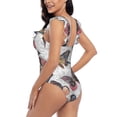 thumbnail image 4 of Goofa Vintage Butterflies Print Women's Ruffled One Piece Swimsuit V Neck, 4 of 7