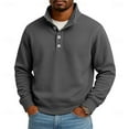 thumbnail image 2 of Mens Quarter Button up Sweatshirt Mock Neck Pullover Long Sleeve Casual Tops Winter Gray 2XL, 2 of 6