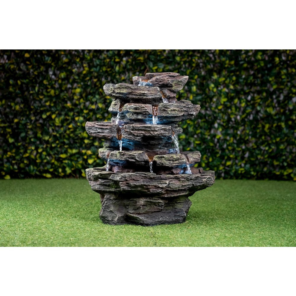 Hi-Line Gift Ltd. Multi-Level Stone Fountain with 9 LED Lights
